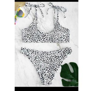 Zaful Printed Tie Bralette Bikini Set